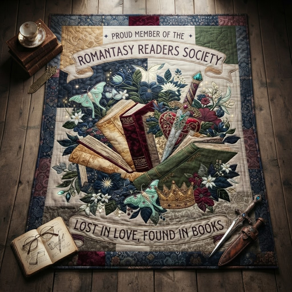 Romantasy Readers Society Quilt, Lost In Love Found In Books Blanket, Fantasy Book Lover Bedspread, Bookish Throw Decor, Romance Book Gift