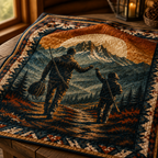 Hiking Mountain Quilt Blanket - Outdoor Adventure Throw Blanket, Camping Gift for Nature Lovers & Explorers