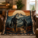 Hiking Mountain Quilt Blanket - Outdoor Adventure Throw Blanket, Camping Gift for Nature Lovers & Explorers