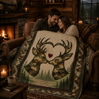 Deer Hunting Quilt Blanket - Woodland Wildlife Blanket for Hunters, Nature Lovers & Rustic Home Decor