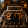 Hunter Couple Quilt Blanket - Deer Hunting Blanket for Outdoor Enthusiasts, Wildlife Cabin Decor