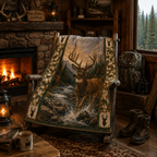 Whitetail Deer Quilt Blanket - Rustic Wildlife Blanket for Hunters, Nature Lovers & Cabin Decor