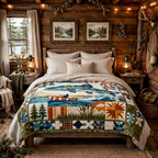 Largemouth Bass Fishing Quilt Blanket - Angler Lake Blanket, Fisherman Gift & Rustic Outdoor Cabin Decor
