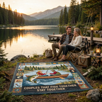 Fishing Couple Quilt Blanket - Couples Fishing Blanket, Romantic Angler Gift & Lake Cabin Outdoor Decor