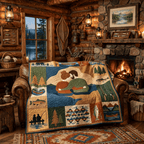 Fishing Couple Quilt Blanket - Romantic Fishing Blanket, Couples Angler Gift & Rustic Lake Cabin Decor