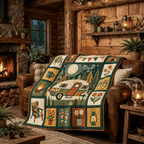 Camping Quilt Blanket - Camper Van Blanket, Outdoor Adventure Gift & Rustic RV Travel Home Decor