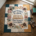 Lose Yourself In A Book Quilt, Find Yourself In Its Pages Blanket, Floral Book Lover Bedspread, Reading Nook Throw Decor, Bookish Gift