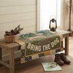 Dachshund Hiking Quilt Blanket, Take A Hike Bring The Dog Throw, Cute Dog Camping Bedspread, Dog Lover Gift, Woodland Cabin Decor