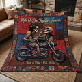 Ride Or Die Skeleton Couple Quilt Blanket, Custom Biker Throw, Gothic Romance Bedspread, Personalized Couple Gift, Motorcycle Lover Decor