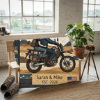 Personalized Motorcycle Couple Quilt, Two Souls One Road Blanket, Custom Anniversary Gift, Biker Wedding Bedding Decor, Adventure Travel Bedspread