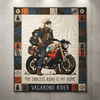 Personalized Vagabond Rider Quilt, The Endless Road Is My Home Blanket, Custom Biker Travel Bedspread, Solo Adventurer Throw Decor, Gift