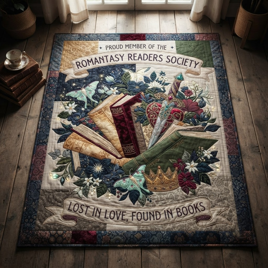 Romantasy Readers Society Quilt, Lost In Love Found In Books Blanket, Fantasy Book Lover Bedspread, Bookish Throw Decor, Romance Book Gift