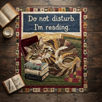 Do Not Disturb Im Reading Quilt, Cat Reading Book Blanket, Cozy Reading Nook Bedspread, Book Lover Throw Decor, Cat Lover Gift
