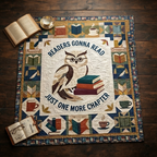 Readers Gonna Read Quilt, Just One More Chapter Blanket, Wise Owl Reading Bedspread, Book Lover Throw Decor, Bookworm Gift